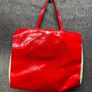 Tory Burch Red Patent Lethal Tote Bag